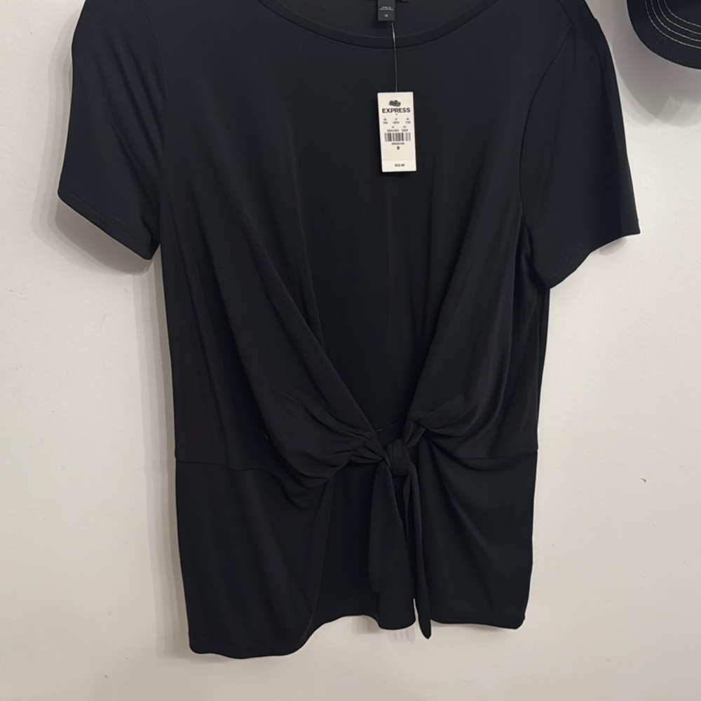 Express Black Tie-Front Top